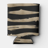 Preppy geometrisch patroon zwart en gouden strepen blikjeskoeler (Voorkant)