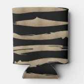 Preppy geometrisch patroon zwart en gouden strepen blikjeskoeler (Achterkant)