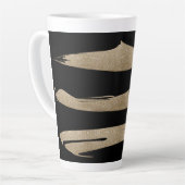 Preppy geometrisch patroon zwart en gouden strepen latte mok (Linkerhoek)