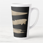 Preppy geometrisch patroon zwart en gouden strepen latte mok (Rechts)