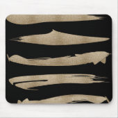 Preppy geometrisch patroon zwart en gouden strepen muismat (Voorkant)