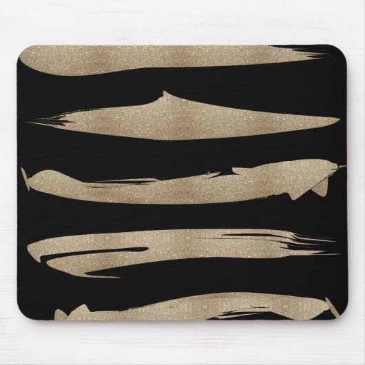 Preppy geometrisch patroon zwart en gouden strepen muismat (Voorkant)