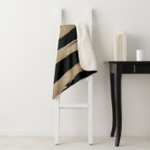 Preppy geometrisch patroon zwart en gouden strepen sherpa deken (In situ)
