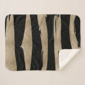 Preppy geometrisch patroon zwart en gouden strepen sherpa deken (Voorkant (horizontaal))