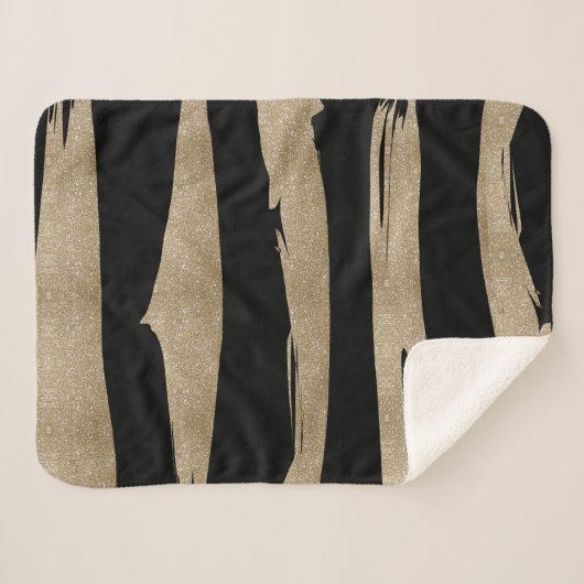 Preppy geometrisch patroon zwart en gouden strepen sherpa deken (Voorkant (horizontaal))