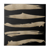 Preppy geometrisch patroon zwart en gouden strepen tegeltje (Voorkant)