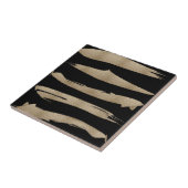 Preppy geometrisch patroon zwart en gouden strepen tegeltje (Zijkant)