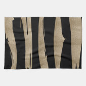 Preppy geometrisch patroon zwart en gouden strepen theedoek (Horizontaal)