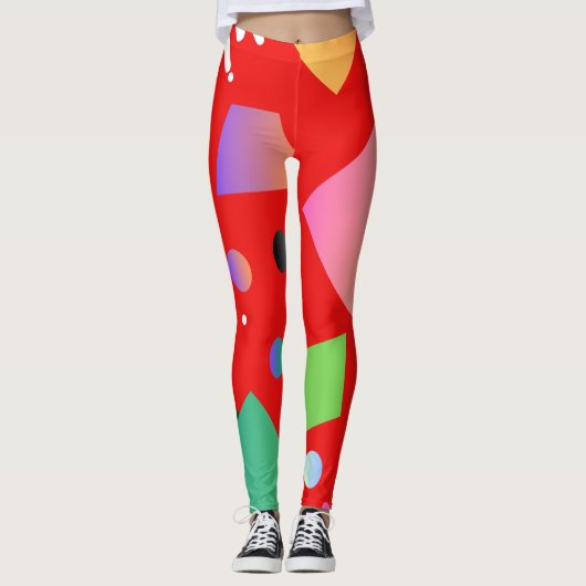 Preppy geometrische rode chili achtergrond pittig  leggings (Voorkant)