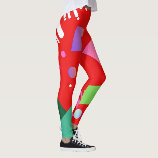 Preppy geometrische rode chili achtergrond pittig  leggings (Rechts)