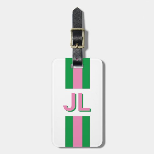 Preppy gepersonaliseerd Initiaal Bagagelabel (Voorkant verticaal)