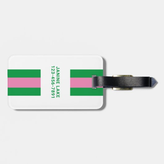 Preppy gepersonaliseerd Initiaal Bagagelabel (Achterkant horizontaal)