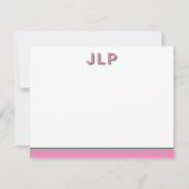 Preppy gepersonaliseerd Initiaal Notitiekaartje (Voorkant)