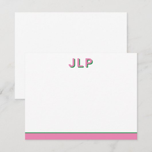 Preppy gepersonaliseerd Initiaal Notitiekaartje (Voorkant / Achterkant)