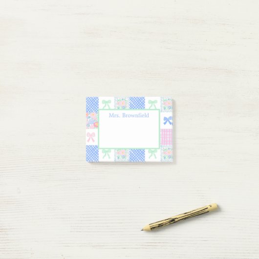 Preppy gepersonaliseerde aangepaste naam leraar post-it® notes (Op bureau)