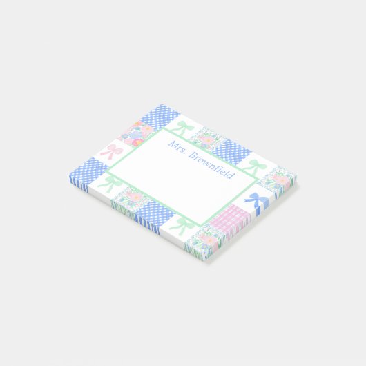 Preppy gepersonaliseerde aangepaste naam leraar post-it® notes (Schuin)