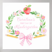 Preppy Gepersonaliseerde Eerste dag van school Bow Poster (Voorkant)