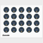 Preppy geruite teddybeer babyshower ronde sticker (Vel)