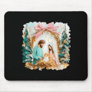 Preppy Geschilderde Christelijke Kerststal God Gel Muismat