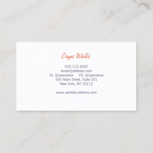 Preppy Gestreept Roze Schattige Modern Visitekaartje (Achterkant)