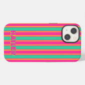 Preppy gestreepte monogram telefoonhoes iPhone hoesje (Achterkant horizontaal)