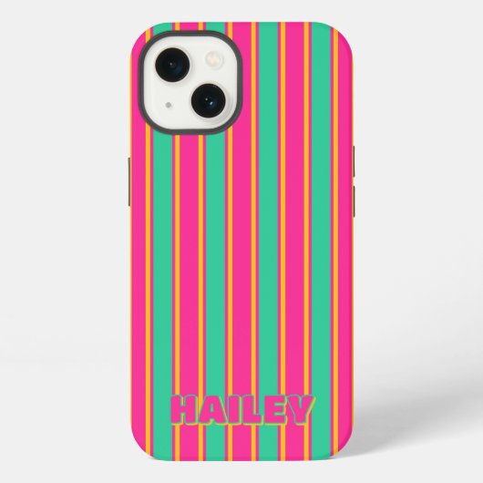 Preppy gestreepte monogram telefoonhoes iPhone hoesje (Achterkant)