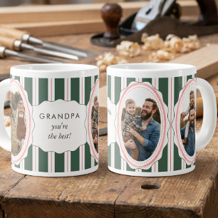 Preppy Gestreepte Opa Multi Foto Reuzenmok Grote Koffiekop