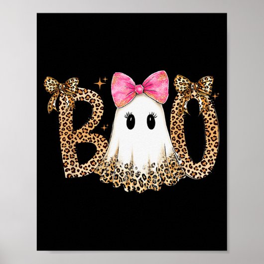 Preppy Ghost Boo,leopard Soky Coquette,halloween F Poster (Voorkant)