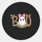 Preppy Ghost Boo,leopard Soky Coquette,halloween F Ronde Sticker (Voorkant)
