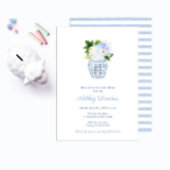 Preppy Ginger Jar Blue Floral Boy Baby shower Kaart