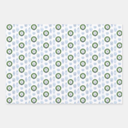 Preppy Ginger Jar Boxwood Feestdagen met een groot Inpakpapier Vel (Voorkant)