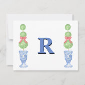 Preppy Ginger Jar Monogram Foto Kerst Kaart Notitiekaartje (Voorkant)