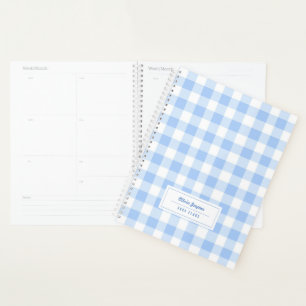 Preppy Gingham Blauwe Collega Cadeau 2027 Maandeli Planner