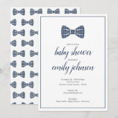 Preppy Gingham Bow Stropdas Baby Boy Uitnodiging (Voorkant / Achterkant)