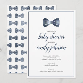 Preppy Gingham Bow Stropdas Baby Boy Uitnodiging