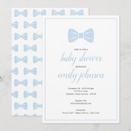 Preppy Gingham Bow Stropdas Baby Boy Uitnodiging