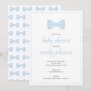 Preppy Gingham Bow Stropdas Baby Boy Uitnodiging