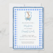 Preppy Gingham Bunny-Baby shower Kaart (Voorkant)