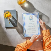 Preppy Gingham Bunny-Baby shower Kaart