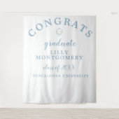 Preppy Gingham Monogram Afstuderen Foto Achtergron Wandkleed (Voorkant)