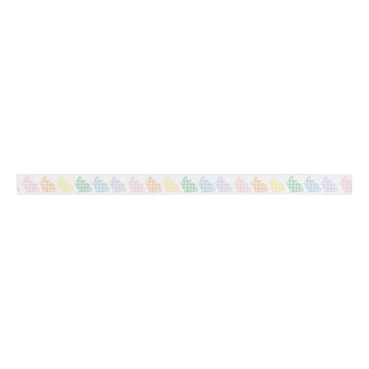 Preppy Gingham Pasen Bunnies Pastel Grosgrain Lint (Voorkant)