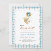 Preppy Gingham Strik Baby Shower Kaart (Voorkant)
