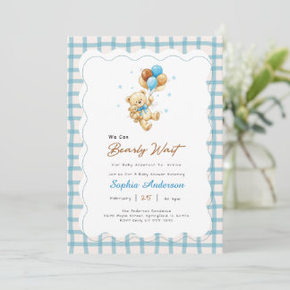 Preppy Gingham Strik Baby Shower Kaart