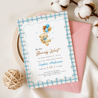 Preppy Gingham Strik Baby Shower Kaart