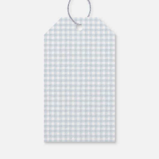 Preppy Gingham Waterverf Blauw Monogram Golfkar Cadeaulabel (Achterkant)