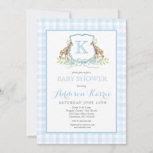Preppy Giraffe Crest Baby shower uitnodiging