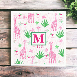 Preppy Giraffen Cosmopolitans Monogram Servet