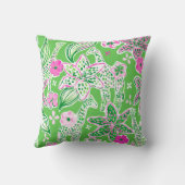 Preppy Giraffen Lily Monogram / Groen Roze Bloemmo Kussen (Achterkant)