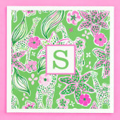 Preppy Giraffen Lily Roze Groen Monogram Servet