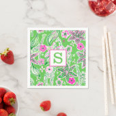 Preppy Giraffen Lily Roze Groen Monogram Servet (Insitu)